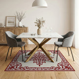 Red Ornate Floral Medallion Persian Rug
