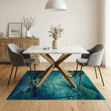 Misty Teal Forest Valley River Area Rug