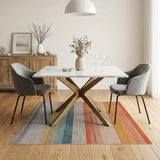 Horizontal Stripe Vibrant Multi-Color Horizontal Stripe Area Rug