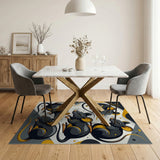 Whimsical Black Rats Geometric Area Rug