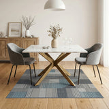 Modern Geometric Grey Teal Area Rug