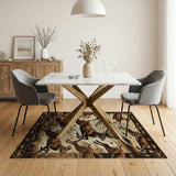 Leaping Deer Herd Brown Tan Area Rug
