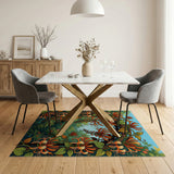 Orange Trumpet Vine Archway Floral Rug