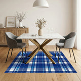 Blue and Teal Blue Plaid Washable Area Rug