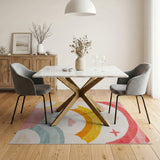 Whimsical Rainbow Clouds Kids Area Rug