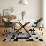 Black and White Geometric Modern Modern Black White Geometric Block Area Rug