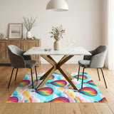 Kids Cartoon Rainbow Hot Air Balloon Kids Area Rug