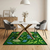 Emerald Green Butterfly Garden Area Rug