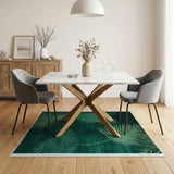 Emerald Green Palm Leaf Area Rug