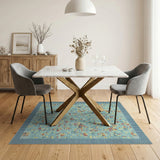 Teal Mosaic Geometric Area Rug