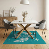 Coastal Beach Sea Teal Sea Turtle Coastal Area Rug