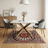 Vibrant Red Mandala Persian Rug