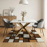 Geometric Brown Tan Drawer Boxes Area Rug
