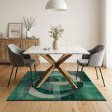 Emerald Swirl Geometric Area Rug