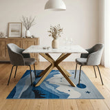 Starry Night Blue Mountain Lake Rug