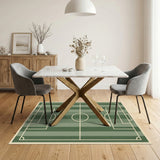 Green Soccer Pitch Washable Area Rug