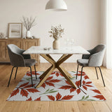 Red Maple Leaves Pattern Area Rug