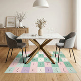 Pastel Smiley Face Checkered Kids Area Rug