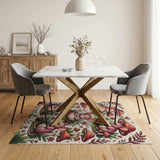 Whimsical Pink Mice Mushroom Forest Rug