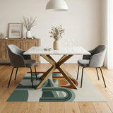 Arched Sunset Landscape Geometric Area Rug
