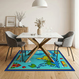 Pixelated World Map Kids Area Rug