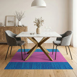 Pink Teal Blue Striped Woven Area Rug