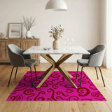 Vibrant Pink Maroon Swirl Abstract Area Rug