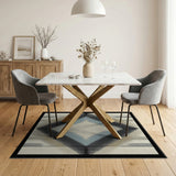Teal Diamond Halftone Geometric Area Rug
