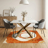 Orange Concentric Circles Area Rug