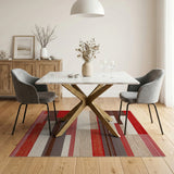 Red Bold Red Geometric Block Area Rug