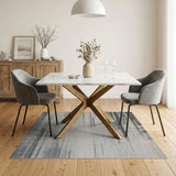 Distressed Grey Horizontal Stripe Area Rug