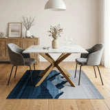 Geometric Blue Mountain Peaks Area Rug