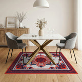 Red Red Navy Mandala Persian Area Rug
