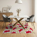 Playful Red Cartoon Cats Area Rug