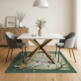 Enchanted Forest Butterflies Mushrooms Area Rug