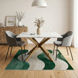 Emerald Wave Abstract Area Rug