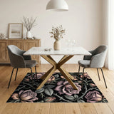 Purple Vintage Rose Thorn Washable Area Rug