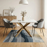Geometric Blue Mountains Golden Sun Area Rug