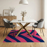 Bold Pink Navy Zigzag Area Rug
