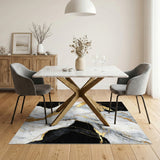 Black and White Black White Gold Marble Area Rug
