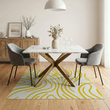 Vibrant Yellow Wave Abstract Area Rug
