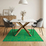 Vibrant Green Circuit Board Geometric Area Rug