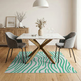 Seafoam Green Wavy Lines Area Rug