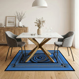 Hypnotic Blue Spiral Geometric Area Rug