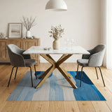 Geometric Modern Blue Wave Abstract Area Rug