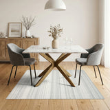 Striped Grey Striped Geometric Area Rug