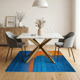 Bold Orange Blue Geometric Area Rug