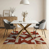 Bold Orange Geometric Area Rug