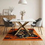 Fiery Geometric Wolf Head Area Rug