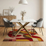 Bold Wavy Geometric Multi-Color Area Rug